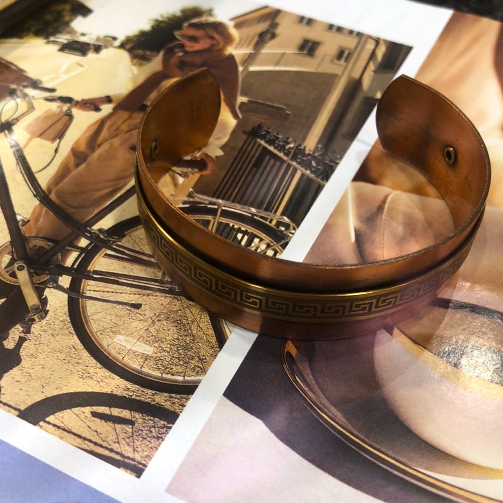 Copper Cuff Bracelet Etched Design, pretty
